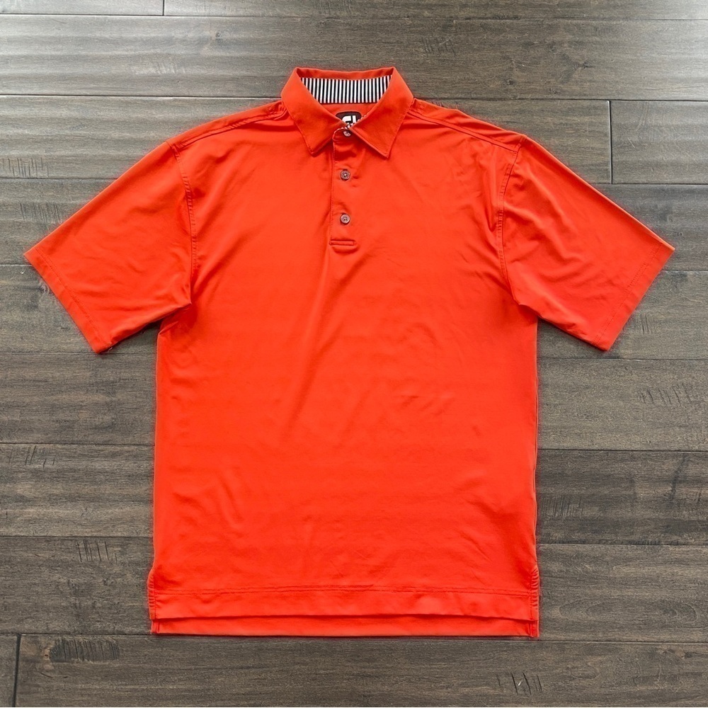 Footjoy FJ Golf Polo Shirt Mens M Orange